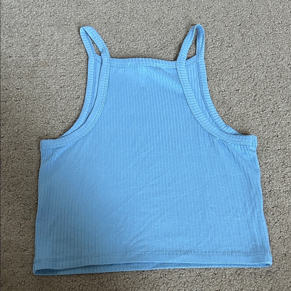Sky Blue Ribbed Tank Top - Picture 2 of 3